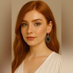 Marcasite black cabochon gunmetal finish, pierced ear earrings 🖤🩶🖤🩶